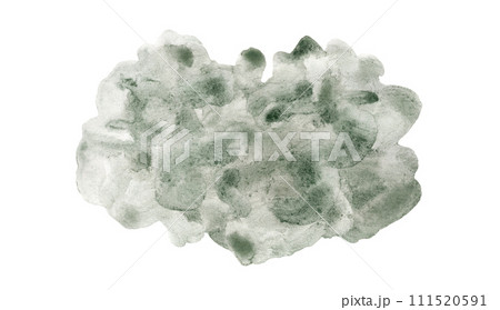 Pale olive green expressive watercolour textured stain. Abstract watercolor blob for swamp, grass nature concept, earth background 111520591