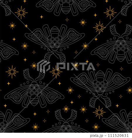 Moth and stars seamless pattern 111520631