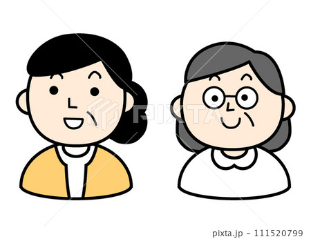 シンプルな人物イラスト シニアの姉妹 シニアの友人 シンプルな人物イラスト シニアの姉妹 シニアの友人 111520799