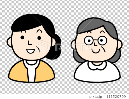 シンプルな人物イラスト シニアの姉妹 シニアの友人 シンプルな人物イラスト シニアの姉妹 シニアの友人 111520799