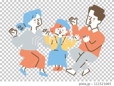 歌う母親と父親と娘_色 111521065