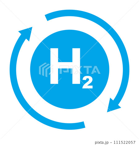 水素と回転する矢印のアイコン。再生可能エネルギー。H2。ベクター。 111522057
