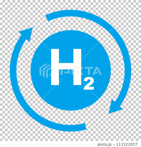 水素と回転する矢印のアイコン。再生可能エネルギー。H2。ベクター。 111522057