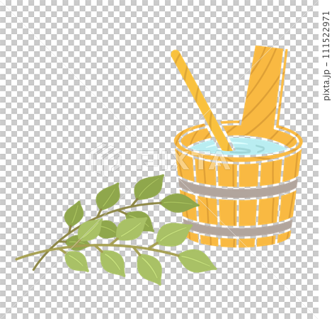 桑拿用品為 Roryu 提供插圖：木桶、鋼包和攪拌器 111522971