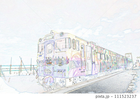 パステル調　”観光列車｛流氷物語号｝”　イラストイメージ 111523237