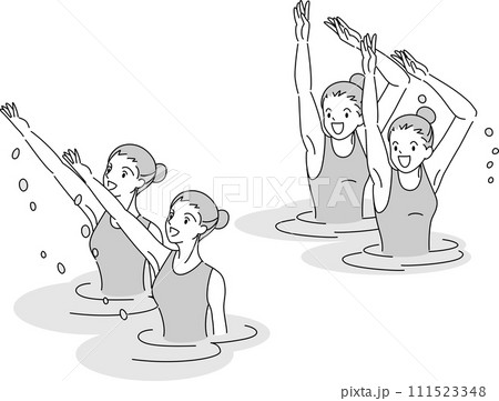 アーティスティックスイミングのモノクロ線画 アーティスティックスイミングのモノクロ線画 111523348