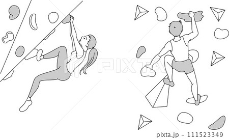 ボルダリングのモノクロ線画 111523349