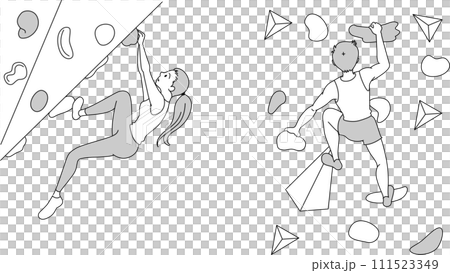 ボルダリングのモノクロ線画 111523349
