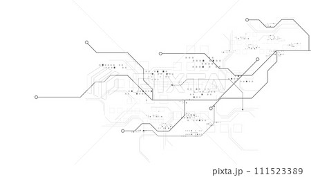Black circuit diagram on white background. 111523389