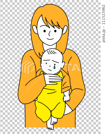 一位母親安慰抱怨的嬰兒 111523962