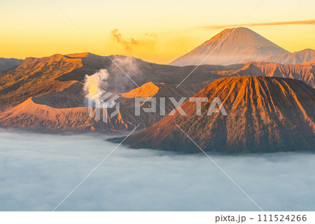 Spectacular view of Mount Bromo at dawn. This is an active volcano part of the Tengger massif, in East Java, Indonesia. Spectacular view of Mount Bromo at dawn. This is an active volcano part of the Tengger massif, in East Java, Indonesia. 111524266