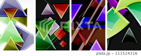 Triangle composition poster background set for wallpaper, business card, cover, poster, banner, brochure, header, website 111524316