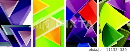 Glossy triangles geometric poster set for wallpaper, business card, cover, poster, banner, brochure, header, website 111524320