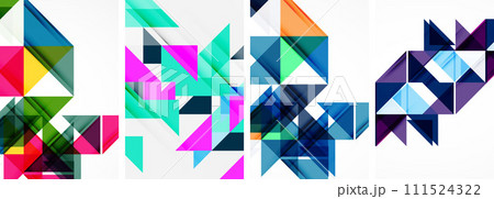 Set of abstract random triangle composition backgrounds. Vector illustration for for wallpaper, business card, cover, poster, banner, brochure, header, website 111524322