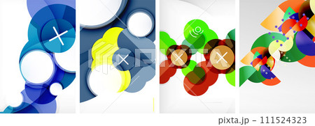 Charming geometric abstract posters. Mesmerizing set of circles, each design a harmonious blend of form and color. Elevate your design with modern, visually striking art 111524323