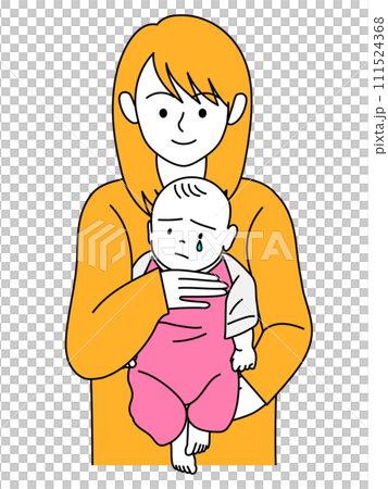 一位母親安慰抱怨的嬰兒 111524368