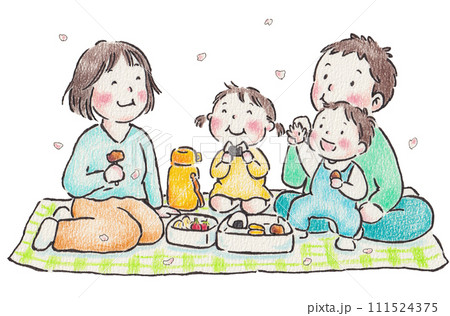 ピクニックをする家族 111524375