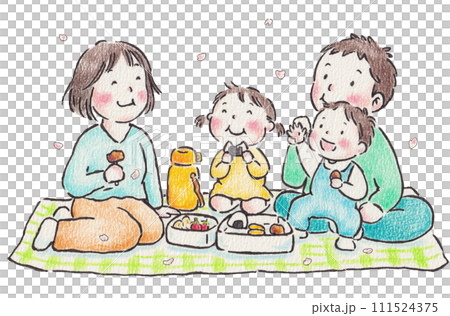 ピクニックをする家族 111524375