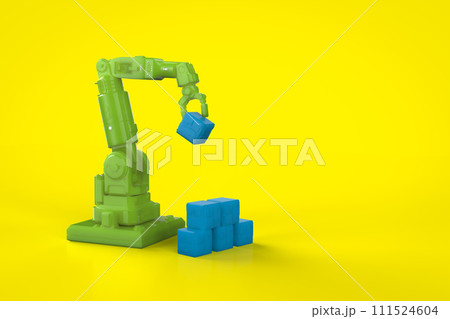 Robotic arm arrange toy blocks 111524604