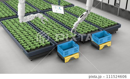 Agriculture technology with robot assistant in indoor farm or glasshouse 111524606