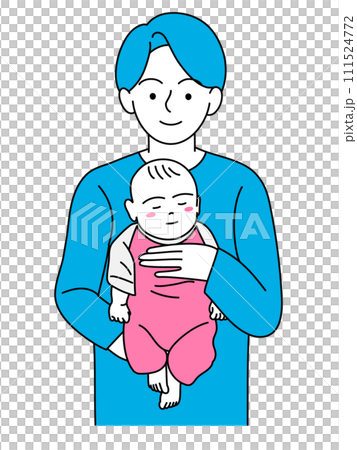 寶寶在爸爸懷裡睡著了 111524772