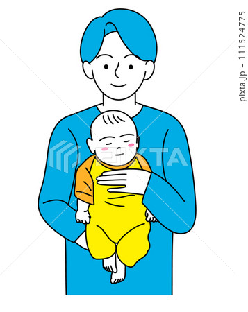 パパの腕の中で眠る赤ちゃん パパの腕の中で眠る赤ちゃん 111524775