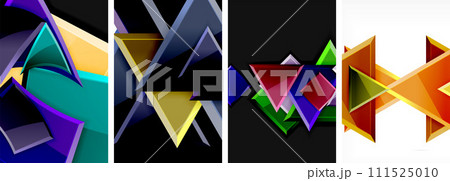 Glossy triangles geometric poster set for wallpaper, business card, cover, poster, banner, brochure, header, website 111525010