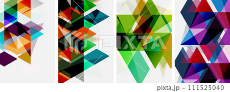 Colorful bright triangles with various colors and transparencies. Vector illustration For Wallpaper, Banner, Background, Card, Book Illustration, landing page 111525040