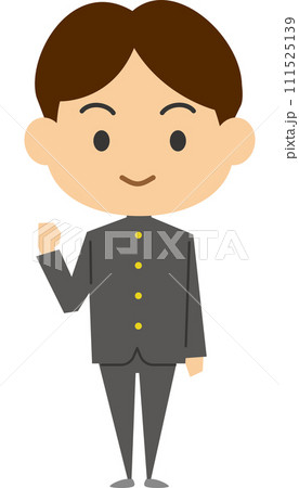 ガッツポーズをする男子中学生のイメージイラスト ガッツポーズをする男子中学生のイメージイラスト 111525139