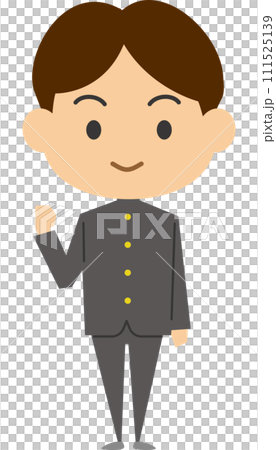 ガッツポーズをする男子中学生のイメージイラスト ガッツポーズをする男子中学生のイメージイラスト 111525139