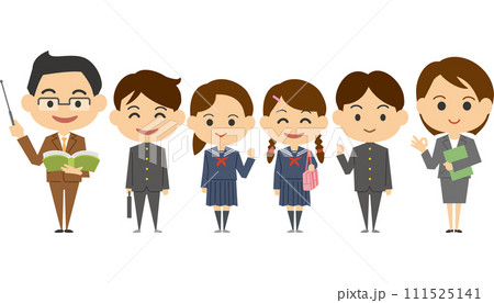 学生服を着た中学生と教師のイメージイラスト 学生服を着た中学生と教師のイメージイラスト 111525141