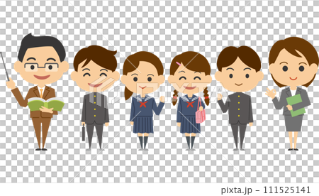 学生服を着た中学生と教師のイメージイラスト 学生服を着た中学生と教師のイメージイラスト 111525141