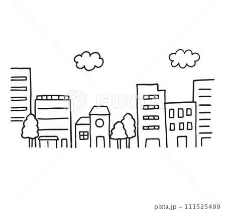 シンプルな街並みのイラスト シンプルな街並みのイラスト 111525499