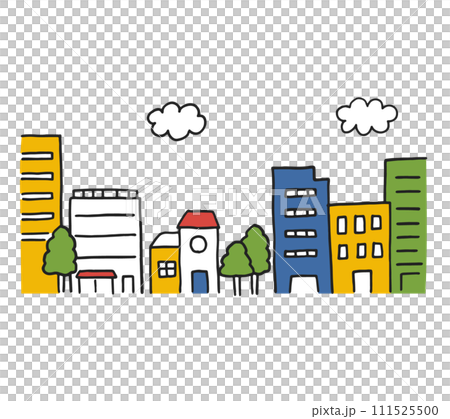多彩的城市景觀的插圖 111525500