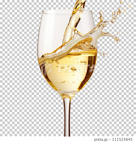 A glass of white wine or champagne toasting on a transparent background, perfect for party or celebration., Ai generative 111525645