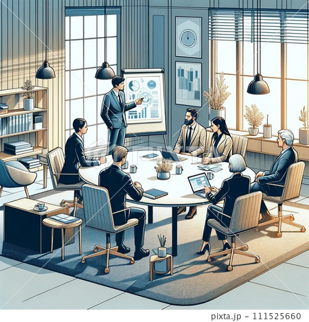 職場で重要会議中 111525660
