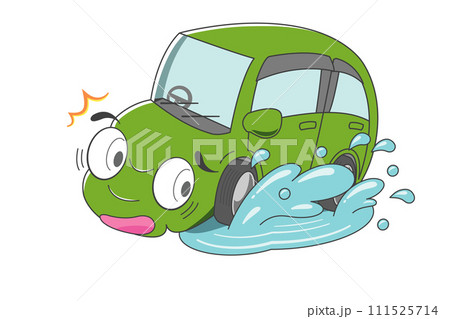 水たまりに車が（グリーン） 111525714