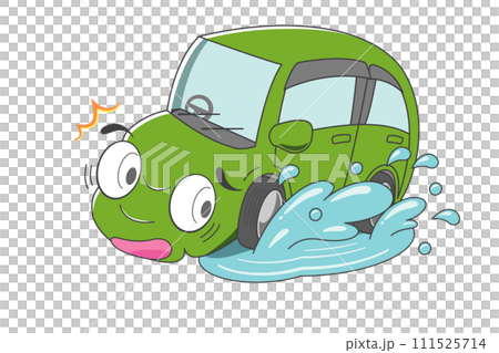水たまりに車が（グリーン） 111525714