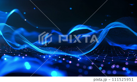 抽象的な青い光線 ダイナミックな曲線 111525951
