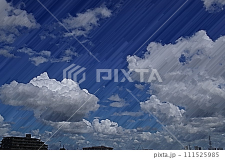 3D画像パステル調アート青空と白い雲 真夏の入道雲 積螺雲53 111525985