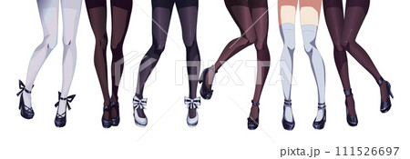 Anime girls legs in stockings color vector illustration set Anime girls legs in stockings color vector illustration set 111526697