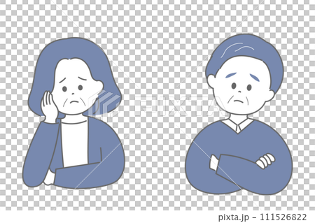 一位擔心的老年男女的插圖 一位擔心的老年男女的插圖 111526822