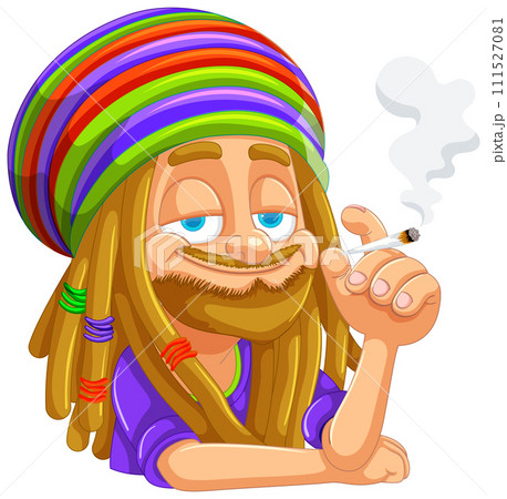 Chilled Rasta Character Enjoying a Smoke 111527081