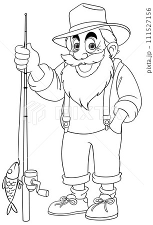 Happy Fisherman with His Catch 111527156