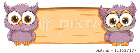 Cute Owls on Wooden Sign Cute Owls on Wooden Sign 111527177