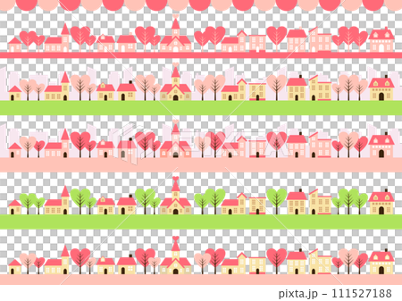 心，樹線，城市景觀，集，可愛，春天，插圖 111527188