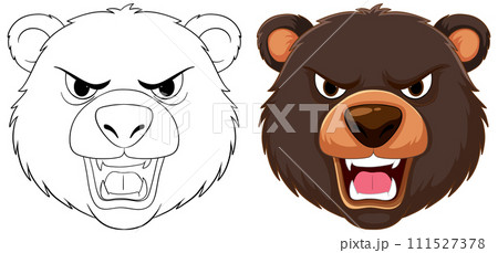 Angry Bear Faces Vector Illustration 111527378