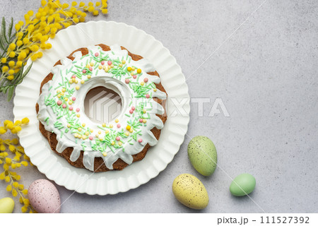 Easter Bundt Cake with Easter Eggs 111527392