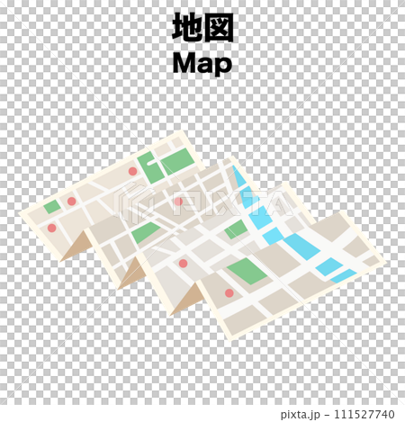 アイソメトリックで描いた地図のイラスト アイソメトリックで描いた地図のイラスト 111527740