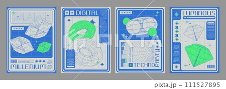 Poster design layout in y2k aesthetic. Poster design layout in y2k aesthetic. 111527895